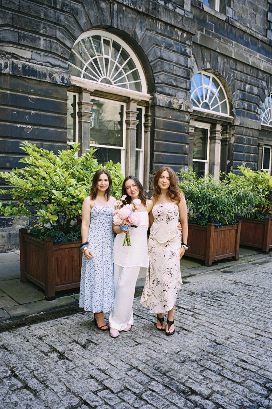 Becca with friends outside Edinburgh Registry Office